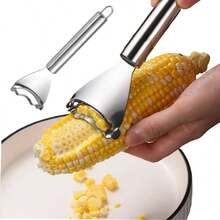 1pc Stainless Steel Corn Stripping Tool Stainless Steel Corn Kernel Remover, Plastic Vegetable Peeler, Kitchen Gadget For Easy Meal Prep, Efficient Corn Cob Stripper, Home Kitchen Tool - Silver - View 2