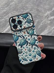 1pc New Full Coverage Turtle, Starfish, Shell Pattern Phone Case, Faux Leather Texture, Shockproof Protective Shell Compatible With IPhone 17/17Pro/17ProMax/16/16Pro/16ProMax/16Plus/15/15Plus/15Pro/15ProMax/14/14Plus/14Pro/14ProMax/13/13Pro/13ProMax/12/12Pro/12ProMax/11/11ProMax, Anti-Shock Anti-Collision Soft Protective Cover - Multicolor - View 3