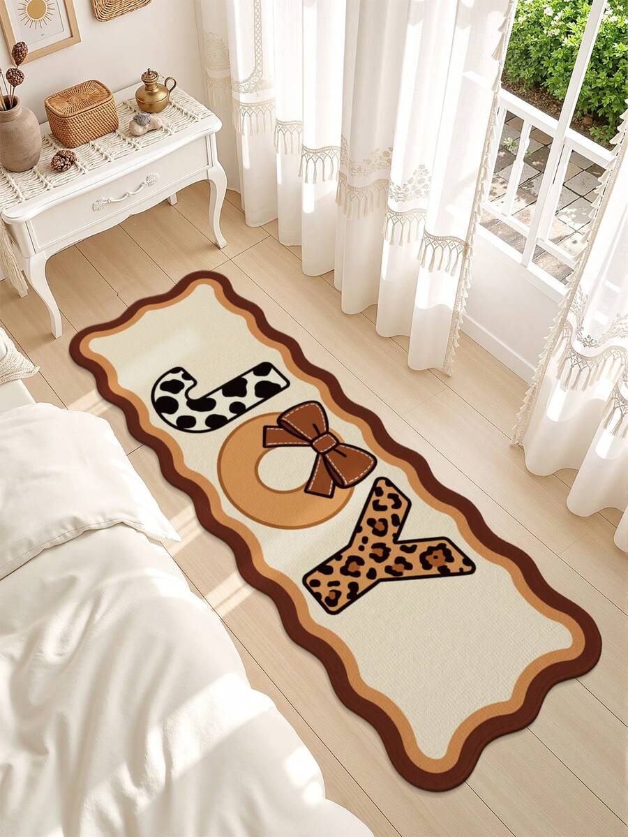1pc Leopard Print Cute Rug, Kitchen Rug, Hallway Rug, Suitable For Bathroom, Kitchen, Outdoor, Indoor, Bedroom, Living Room, Bedside, Decorative Rug, Machine Washable, Easy To Clean, Entryway Mat, Non-Slip Bottom, Bedroom Decor Rug - Multicolor - View 1