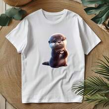 1/2/3pcs 3D Plush Texture Cute Otter Heart Hands Cartoon Animal Heat Transfer Sticker, Soft Healing Adorable Otter DIY Print, Suitable For T-Shirts, Sweatshirts, Canvas Bags, Pillows - Multicolor - View 3