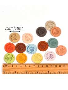 20pcs 2.5cm Multicolor Handmade Heart & Yarn Ball Pattern Round Faux Leather Fabric Label For Diy Clothing, Hat, Scarf Accessories, Without Glue - Multicolor - View 5