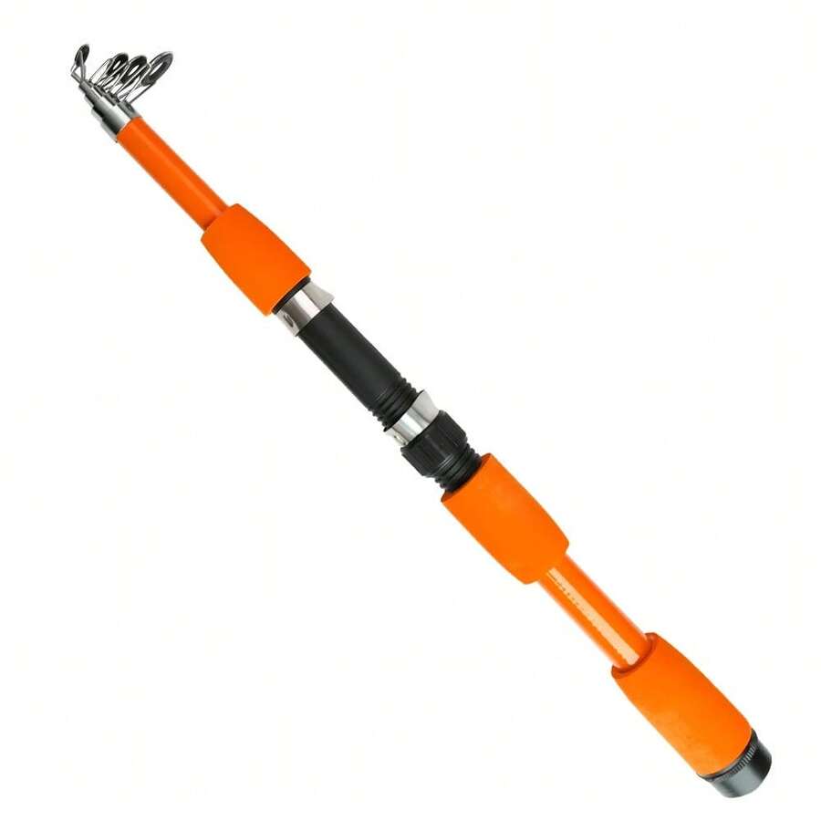 Caña de pescar telescópica de fibra de carbono NGB de 1.8/2.1 metros, el set de carrete giratorio incluye bolsa para carrete, accesorios de pesca, equipo de pesca completo. - Naranja - Ver 1