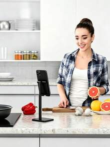 Height Adjustable Aluminum Alloy Phone Stand, Foldable Desktop Slouchy Phone Holder, Non-Slip Stable Universal Tablet Stand, Multi-Function Desktop Stand, Suitable For Live Streaming, Office, Home Use - View 2