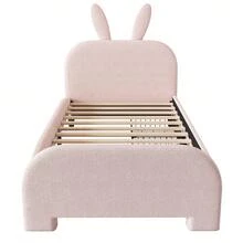 Bed Frame Kids Rabbit White 90x200cm With Drawers - 粉色 - 查看 9