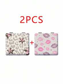 Millennium Y2K Series Foldable Lightweight Ultra-Thin Portable PU Leather Small Mirror, Suitable For All People And Multiple Occasions, Classic INS Style With Unique Leopard Print, Star, Lip Print, And Bow Design, Exquisite And Delicate, Convenient To Hold, 180° Flip Cover, Multi-Functional, Daily, Holiday, Birthday, Valentine's Day, Mother's Day, Partner Gift, Easy To Place And Store, Suitable For Various Occasions - Multicolor - View 25