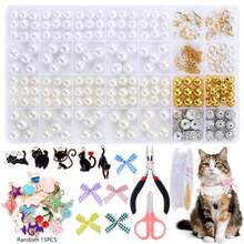 QIAO Handmade Customized Pet Cat Pearl Necklace DIY Kit, Includes Pendant Jewelry Accessories And Making Tools, Adjustable Decorative Collar, Suitable For Kittens - Multicolor - View 9