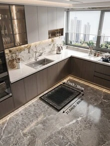 黑色矽藻土吸水廚房地墊，適用於廚房、客廳地毯、浴室防滑墊、洗衣房、臥室、室內/室外、辦公室、門墊、區域地毯、節日裝飾、走廊地毯、書房與遊戲區 - 黑色 - 查看 13