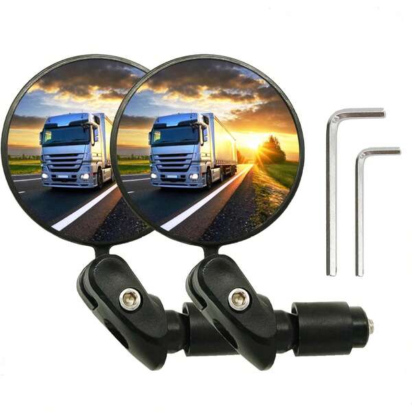 FCV 1 Pair 360° Rotatable Mountain Bike Rearview Mirrors, High Definition Convex Wide Angle Handlebar Mirrors