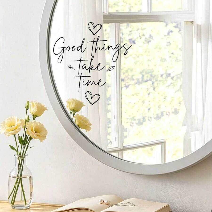 Simple And Inspiring Positive Energy Quotes Mirror Stickers, Double-Sided Visible PVC Electrostatic Adsorption Glass Stickers, Suitable For Bathroom Mirrors, Bedroom And Living Room Window Decoration. - Text Stickers - View 1