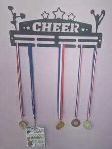 1pc Medal Display Rack For Cheerleaders, Gold/Silver/Bronze Medals, Metal Wall Decor Storage Shelf, Suitable For Sports Awards, Weather-Resistant Display And Collection, Perfect Gift For Sports Fans And Champions, Indoor And Outdoor Use - Black - View 6