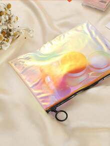 1pc Minimalist PVC Transparent Laser Makeup Bag Waterproof Portable Large Capacity Cosmetic Bag With Zipper Multifunctional Travel Toiletry Bags - Multicolor - View 6