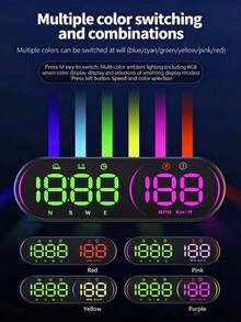 YNF GPS HUD Head-Up Display Car Speedometer, 4.5 Inch Smart Digital Speed Display, KMH/MPH Switchable, Windshield Projection, Driving Direction, Time, Trip Distance, Overspeed Alarm, Multi-Color Display, Universal HUD (Type-C Interface) - G26 - View 12