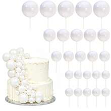 40pcs Multicolor Metallic & Matte Spherical Cake Toppers, Mini Foam Ball Decorations For Birthday & Wedding Cake Decor - Multicolor - View 6