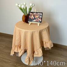 1 buah Taplak Meja Rumah Gaya INS dengan Pinggiran Bergelombang Artistik Warna Kuning, Cocok untuk Pernikahan, Hari Valentine, dan Dekorasi Rumah - Kuning - View 8