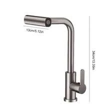 Keran Air Panas dan Dingin Dapur Warna Abu-abu Gelap dengan 4 Mode, Keran Wastafel Air Terjun Lubang Tunggal, Pemasangan di Meja, Keran Wastafel Universal yang Dapat Berputar 360° - Grey - View 5