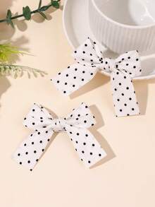 2pcs Polka Dot Bow Hair Clips, Classic Fabric Hair Clips Vintage Fashion Hair Accessories, Suitable For Party And Daily Hair Styling - Multicolor - View 3