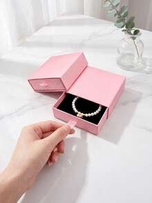 10-Piece Set Of Drawer-Style Cardboard Jewelry Boxes, Pink Cardboard Jewelry Gift Boxes, With Black Sponge, Stackable, Suitable For Storing And Displaying Necklaces, Bracelets, Earrings, And Other Jewelry - Pink - View 5