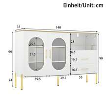 Modern White Sideboard With Gold Accents - Ample Storage Space For Living Room, Dining Room Or - White - View 6