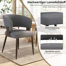 Set Of 2 Beige/Gray Dining Chair - Ergonomic Design - Grey - View 11