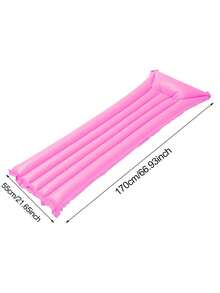 1pc Solid Inflatable Pool Float Mattress, Lightweight PVC Air Bed Lounger With Pillow For Beach, Pool & Vacation - D - View 10