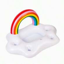 1pc Inflatable Rainbow Drink Holder, Floats On Water, Suitable For Pool Party, Beach, Outdoor Picnic, Camping, Lightweight And Soft, Easy To Inflate/Deflate, Reusable, Space-Saving, Pool Float, Beach Essential - Multicolor - View 5