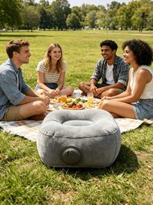 2pcs Inflatable Portable Chair Set (1 Inflatable Lounge Chair + 1 Drawstring Storage Bag), Foldable Portable Outdoor Camping/Fishing/Picnic/Lawn Resting Chair, Suitable For Beach, Yard, Office Nap And Car Emergency Backup - Multicolor - View 4