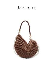 Vacation Style Beach Woven Bag Women's New Handmade Crochet Seashell Shaped Handbag Holiday Hollow Beach Bag - Multicolor - View 5