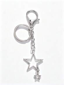 1pc Gothic Punk Style Stars Pendant Keychain, Phone Case Charm, Bag Charm, Pants Chain,Gift Ideas For Men And Women - Silver - View 7