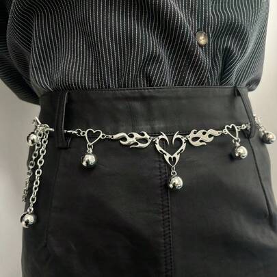 Cadena de cintura de metal única, adecuada para mujeres, accesorio de cintura de alta gama, se puede combinar con faldas, cinturón multifuncional de llama para chica sexy