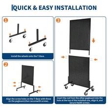Techigher Mobile Metal Pegboard Display Stand On Wheels, Professional Perforated Panel Tool Organiser Rack With Hooks, Retail & Craft Storage, 61x152cm - Multicolor - View 6