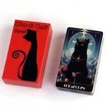 Permainan Kartu Tarot Kucing Hitam, Permainan Pesta Santai untuk Pertukaran Bahasa dan Pertemuan Sosial, Cocok untuk Hiburan Keluarga, Pesta Kartu, dan Permainan Meja. - Merah - View 4
