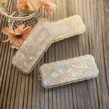 Clip trasero para teléfono, cadena cruzada con patrón de concha, cadena colgante con clip trasero retráctil de resorte, clip para teléfono con patrón de concha, cadena cruzada con surcos, resorte retráctil ajustable - Multicolor - Ver 5