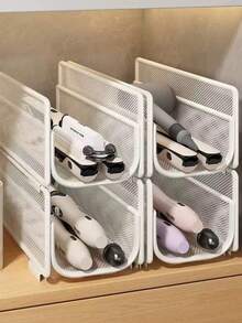 Detachable Stackable Hanging Storage Basket Metal Mesh Hair Curling Iron Beauty Tool Organizer No-Drill Wall-Mounted Cabinet Side Storage Basket Multi-Function Straightener Cosmetic Organizer Bathroom Vanity Space-Saving Storage Accessory - View 3