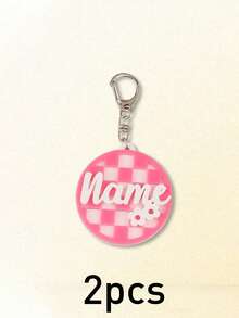 Custom Checkerboard Name Keychain,Checkered Backpack Tag,3d Name Keychain,Personalized Bag Charm,Cute Keychain Accessories,Customized,Customizable - Style a - View 11