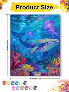 Colorful Whale Jellyfish Coral Reef DIY Oil Painting By Numbers Canvas Handcraft Adult Home Decoration 8x12/16x20inch Holiday Gifts Frameless Ocean Marine Life Artwork - Sets - View 8