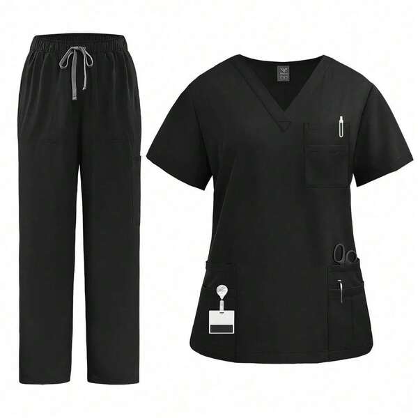 Conjunto de uniforme de enfermera de manga corta para quirófano, ropa de trabajo de algodón transpirable para mujer