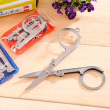 3pcs Portable Mini Folding Metal Scissors Set, Keychain Design, Compact Pocket Scissors For Travel, DIY, Paper, Thread, Embroidery Cutting Tools, Random Color, Individually Packaged - 3-pack - View 1