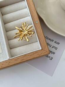 1pc Blooming Fireworks Ring Open Adjustable Niche Asymmetrical Copper Ring Dating Gift Daily Wear - Open Ring - View 11