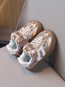 New Sequin Design Baby Sneakers With Comfortable Lining - Gold - View 6