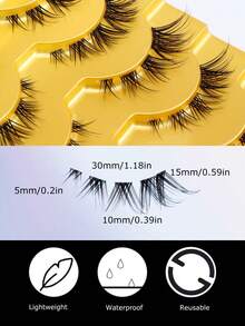 5 Pairs Fox Eye Invisible Stem Eyelash Extensions, Fox-Style Fluffy Curly Faux Eyelashes, Handmade Exquisite Design, Better Fit For Eyes, Trimmable And Reusable - 查看 5