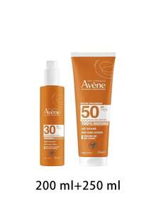 Avene [حزمة] بخاخ حماية من الشمس SPF30 200 مل + حليب شمس غير مرئي SPF50 250 مل - شفاف - مشاهدة 2