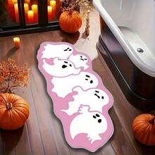 1 Peça Tapete de Entrada com Padrão de Fantasma de Halloween em Degradê Rosa, Adequado para Halloween, Natal e Páscoa, Tapete Decorativo, Decoração de Quarto, Tapete Pequeno, Tapete, Decoração de Casa, Tapete de Sala de Estar, Tapete Pequeno de Sala de Estar, Tapete de Quarto, Decoração de Sala de Estar, Tapete Externo, Tapete Lavável - Multicolorido - Visão 1