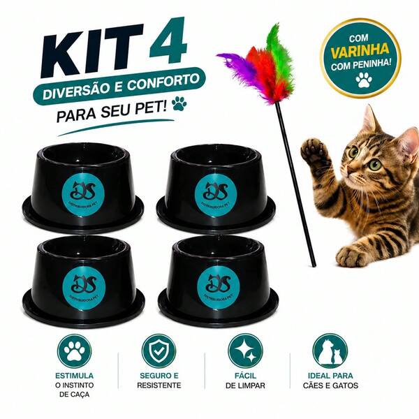 Kit 4 comedouros antiformiga elevado para cães e gatos DATTUS