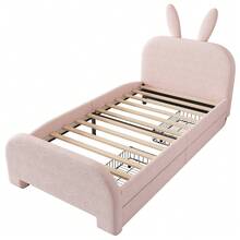 Bed Frame Kids Rabbit White 90x200cm With Drawers - 粉色 - 查看 8