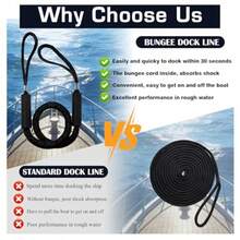 4 Feet Bungee Dock Line Adjustable Mooring Rope With Snubber Shock Absorbing Jet Ski Accessorie Marine Grade Mooring Tie Downs For Boats PWC Kayak Watercraft SeaDoo Pontoon 2Pack - Black - View 7