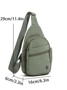 Unisex Minimalist Nylon Chest Bag With Water Bottle Pocket, Multiple Zipper Pockets, Adjustable Shoulder Strap Crossbody Waist Bag, Anti-Theft, Sling - Multicolor - View 5