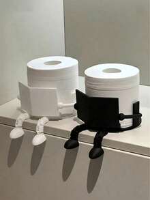 Creative Human-Shaped Toilet Paper Holder, Unique Newspaper Reading Toilet Paper Holder - Fun Sitting Design, ABS Plastic, Suitable For Bathroom, Bedroom And Living Room Storage Decoration, Gift For Friends/Family/Hostess, Toilet Paper Roll Holder, Tissue Box - Multicolor - View 1