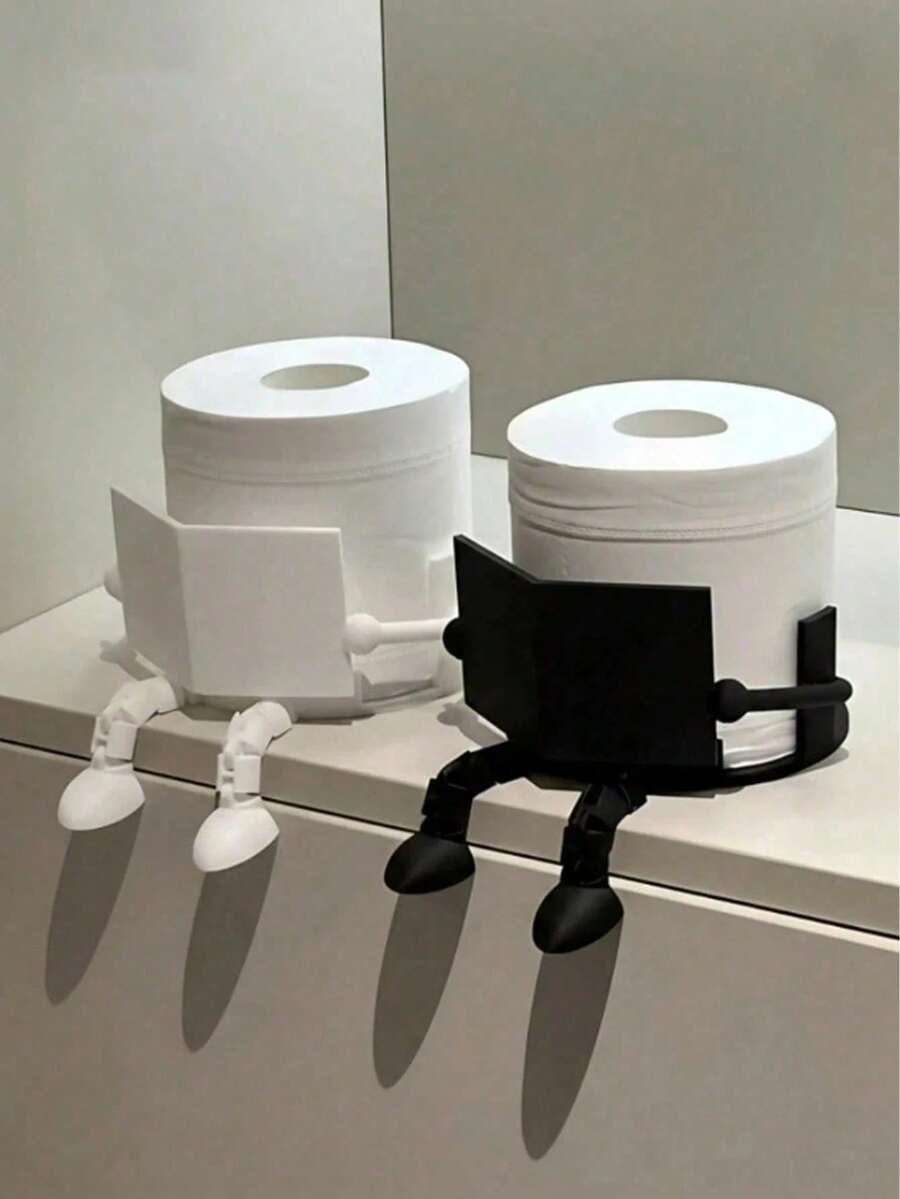 Creative Human-Shaped Toilet Paper Holder, Unique Newspaper Reading Toilet Paper Holder - Fun Sitting Design, ABS Plastic, Suitable For Bathroom, Bedroom And Living Room Storage Decoration, Gift For Friends/Family/Hostess, Toilet Paper Roll Holder, Tissue Box - Multicolor - View 1