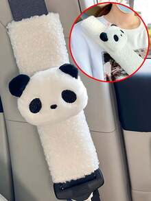 Bantalan Bahu Sabuk Pengaman Mobil Berbahan Panda - Aksesori Keselamatan yang Nyaman, Cocok untuk Semua Mobil, Dekorasi Interior Mobil - A - View 1