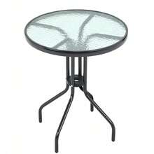 Round Outdoor Garden Table 60cm Glass Top Patio Balcony Coffee Side Table Metal Frame Bistro Dining Table For Garden Terrace Backyard Porch Café Outdoor Furniture Easy Assembly Weather Resistant - White - View 3